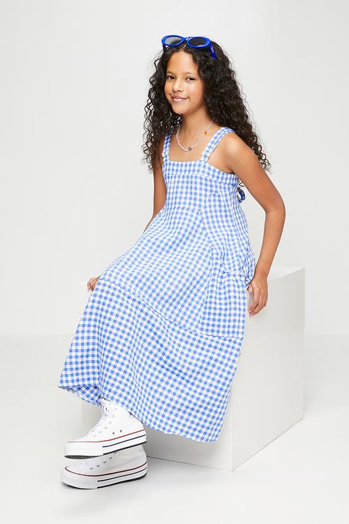 Maxi summer dress - blue gingham