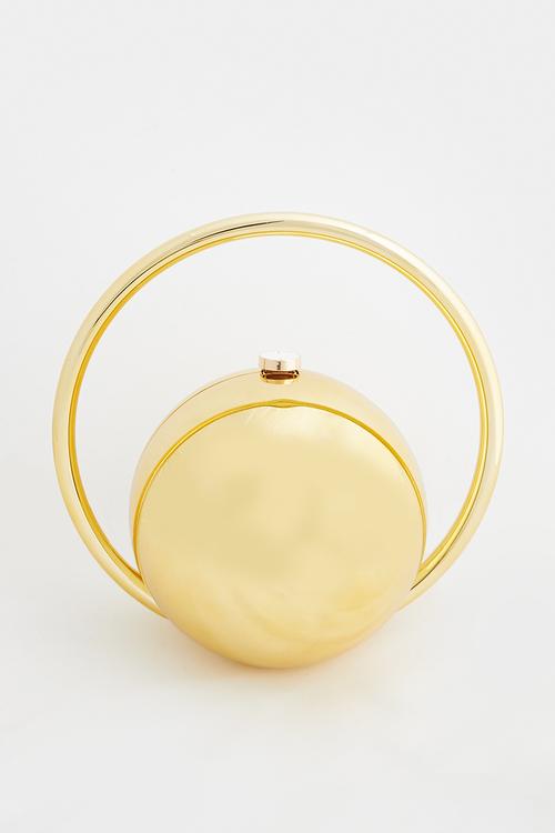 Georgina Sculptural Sphere Clutch Bag - Gold