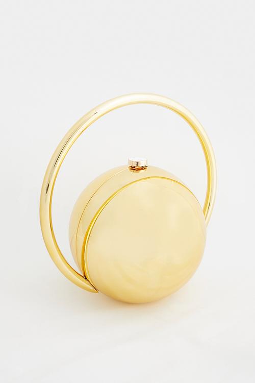 Georgina Sculptural Sphere Clutch Bag - Gold