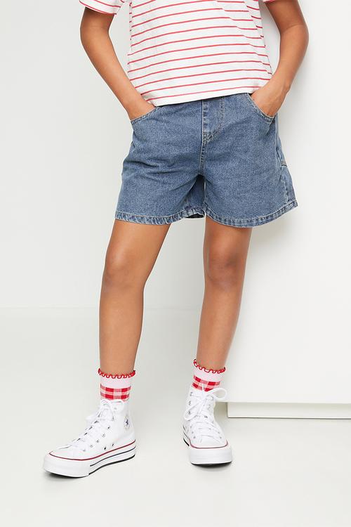 Flared denim shorts - blue
