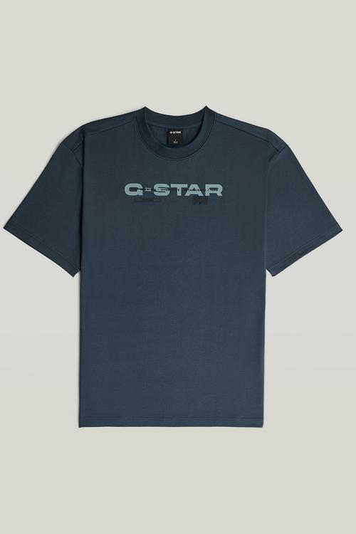 001 Barcode print relaxed r t - Vintage Navy Base