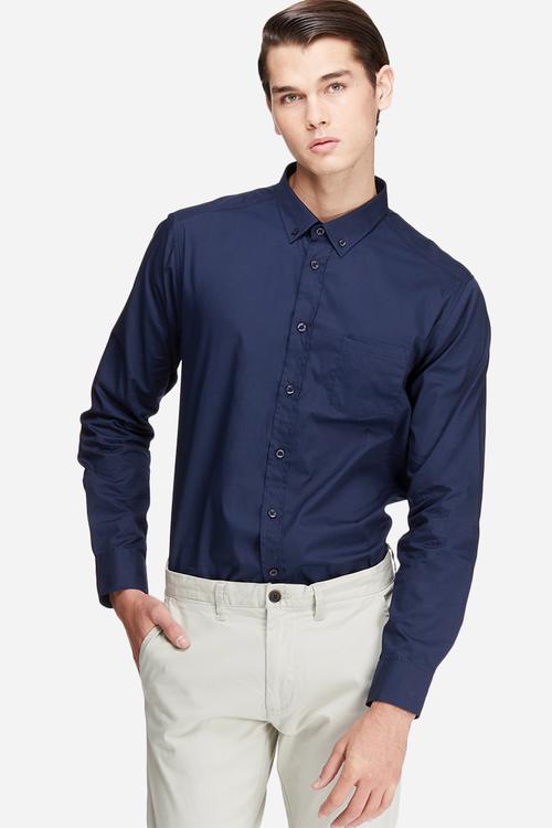 Regular fit 1 pocket poplin