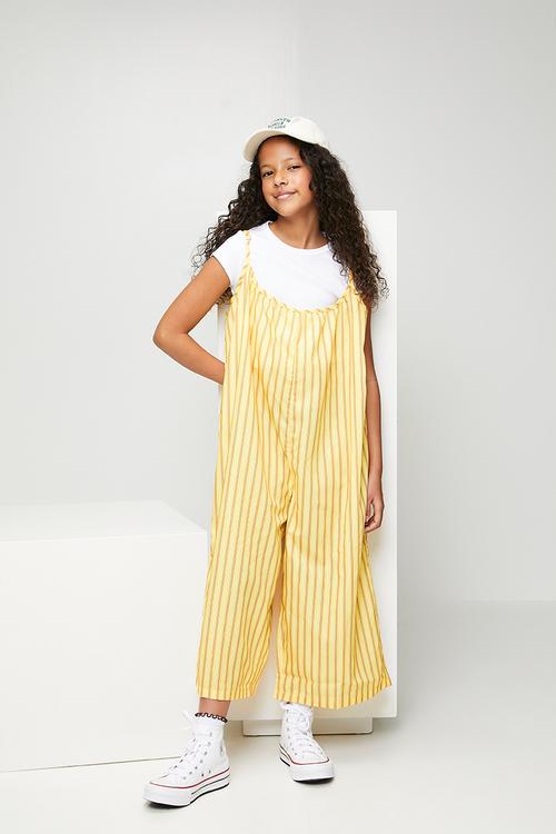 Striped cami jumpsuit - yellow