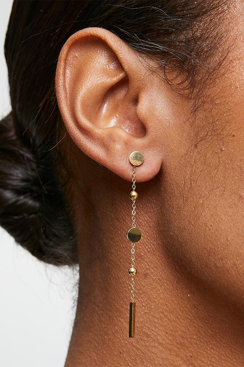 Elegant Ball And Chain Drop-Earrings - Gold