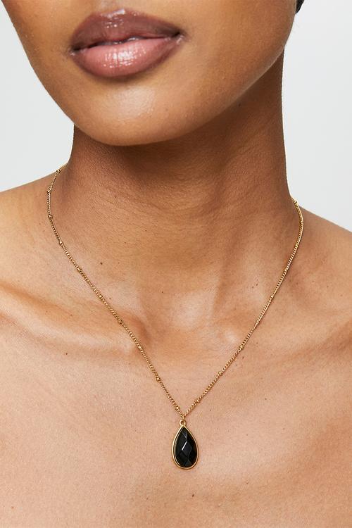 Elegant Stone-Set Necklace - gold