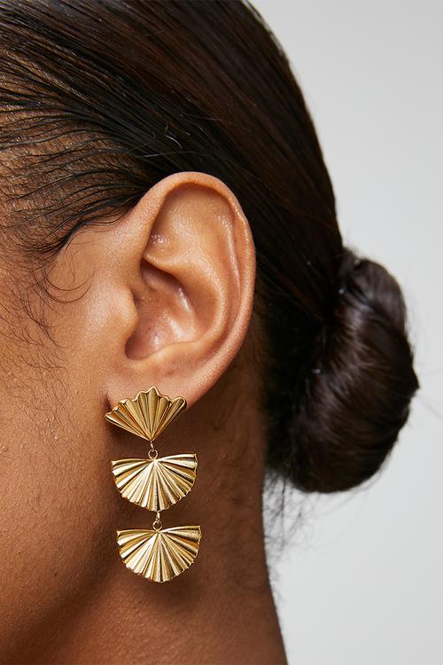 Elegant Tier-Drop Earrings - Gold