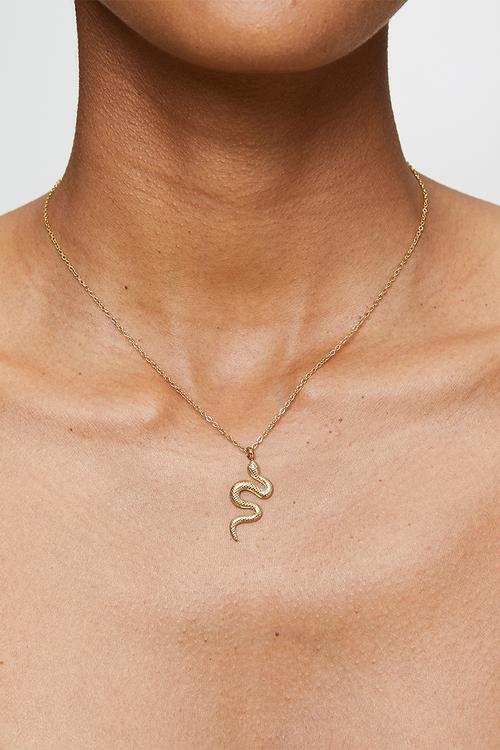 Modern Design Snake Necklace - Gold