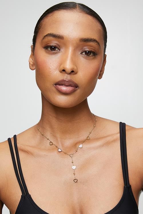 Elegant Heart Lariat Necklace - Gold