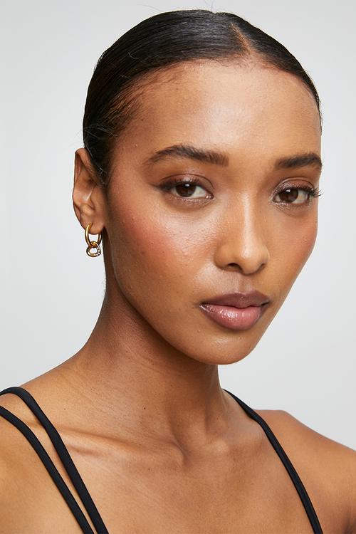 Heart-Dangle Hoop Earrings - Gold