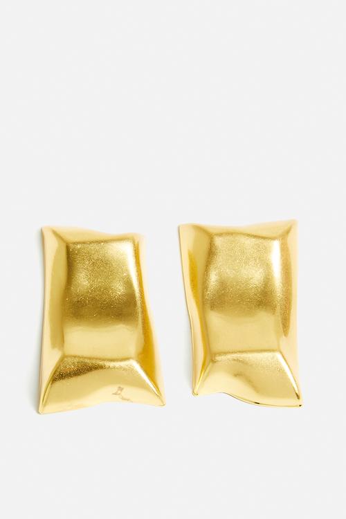 Yara Abstract Rectangle Stud Earrings-Gold