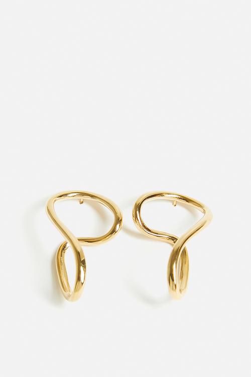 Vera Twisted Drop Stud Earrings-Gold