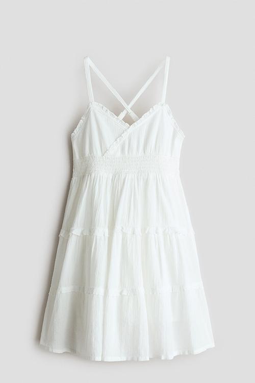 Tiered cotton dress - white