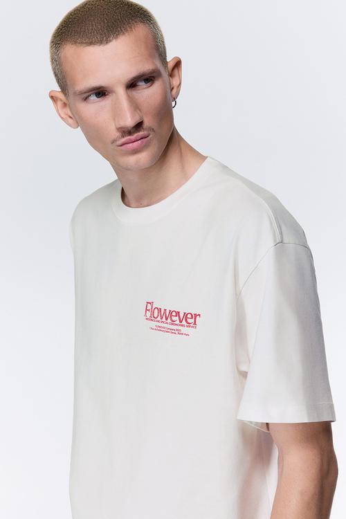 Loose fit printed t-shirt - white/flowever