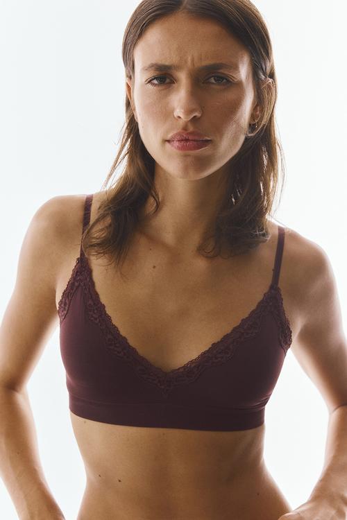 Seamless padded soft bra - dark brown