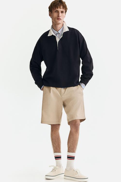 Loose fit cotton polo shirt - navy blue/colour block