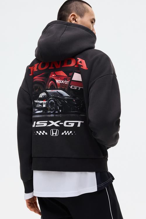Oversized fit printed hoodie - black/honda