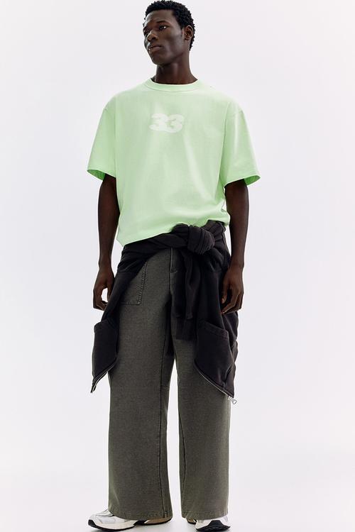 Printed loose fit t-shirt - light green/33