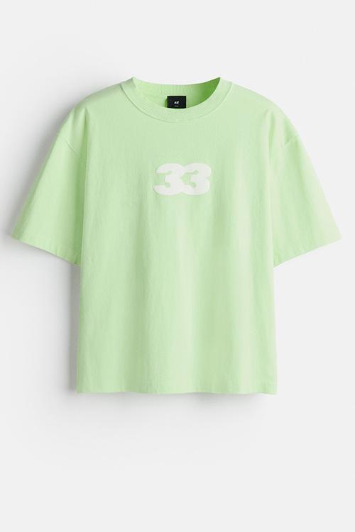 Printed loose fit t-shirt - light green/33
