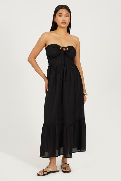 Ladies Midi Tiered Dress - Black