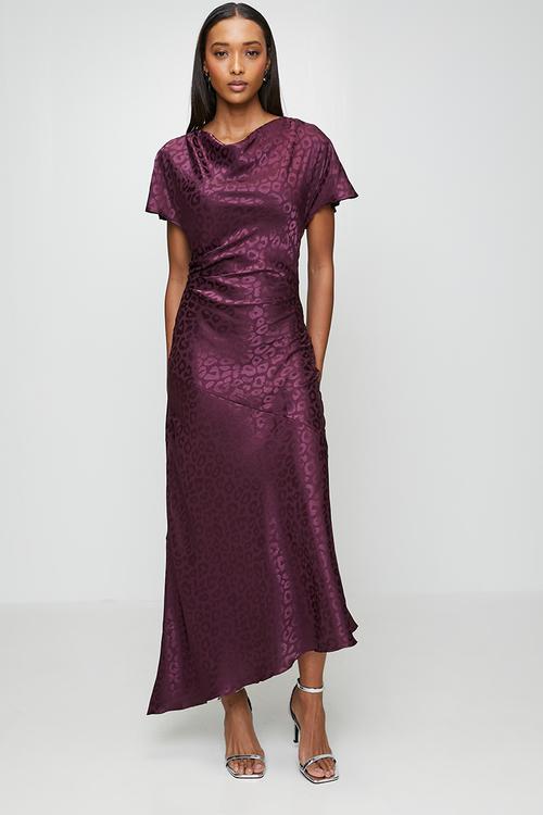 Ex satin jaq asym midi - burgundy
