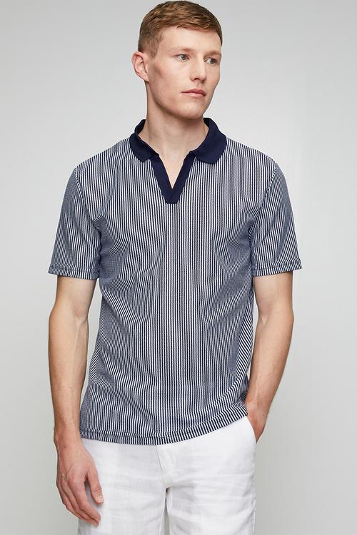 MENS SHORT SLEEVED POLO SHIRT RIGNEYB - NAVY/OFF WHITE