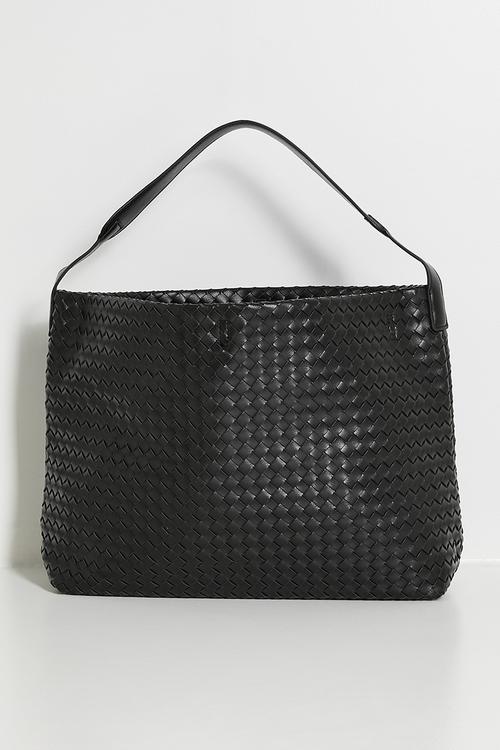 Haloa Woven Shoulder Bag With Pouch - Black