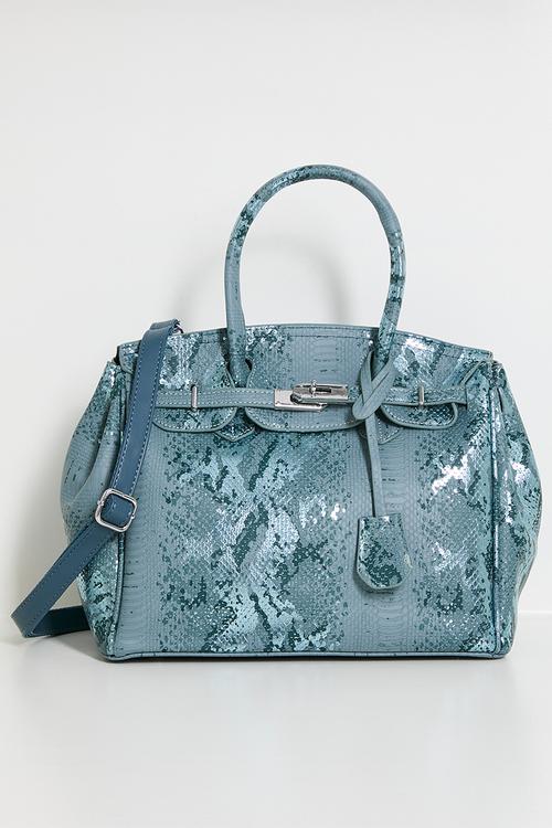 Goldie Python Structured Tote - Blue