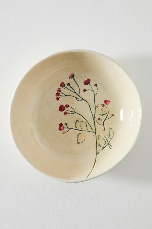 Field Flower Stoneware Serving Bowl - Natural 