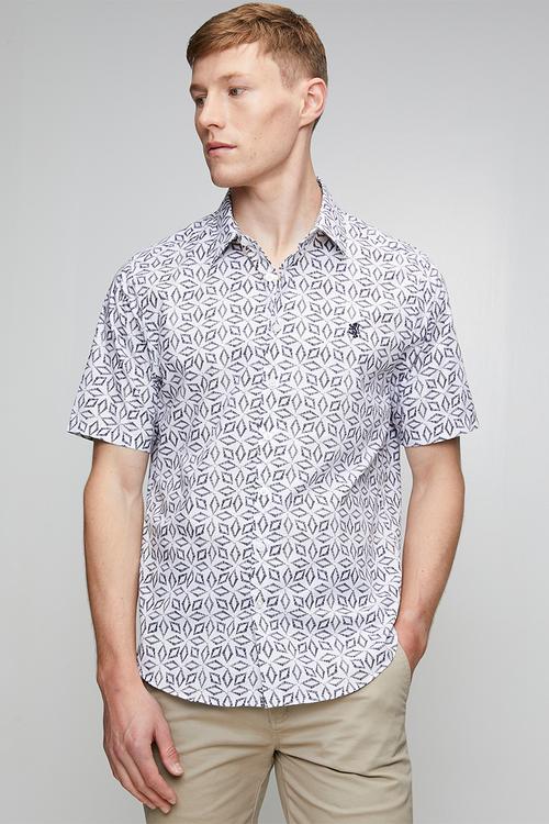 Pringle Joshua Printed Tailored Ss Shirt - Navy