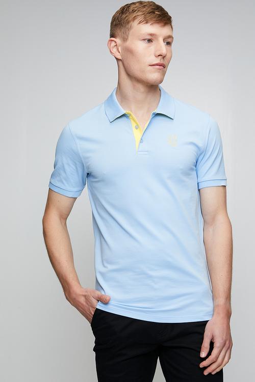 Pringle Aiden Slim Fit Pique Golfer - Light Blue