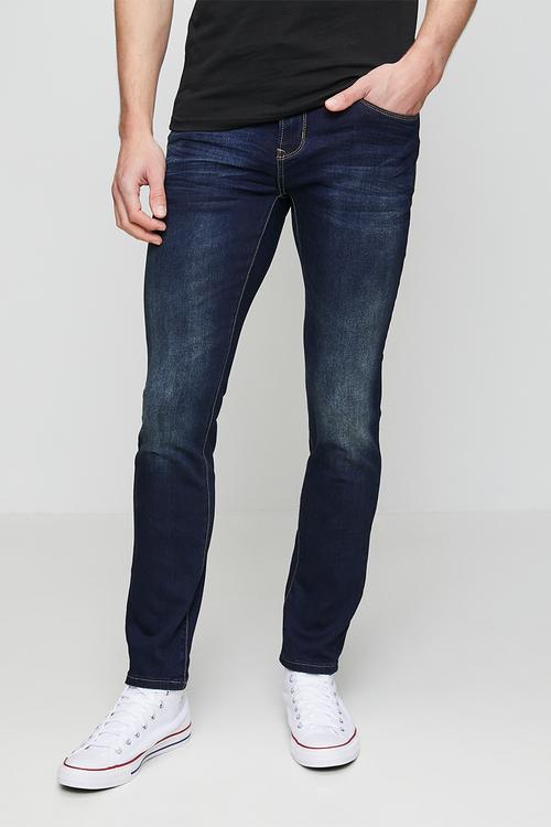 Slim Fit Enzyme Wash Denim - Dark Blue