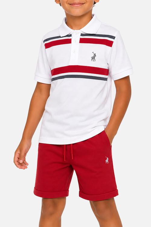 Boys Amari Tape Ss Golfer - White