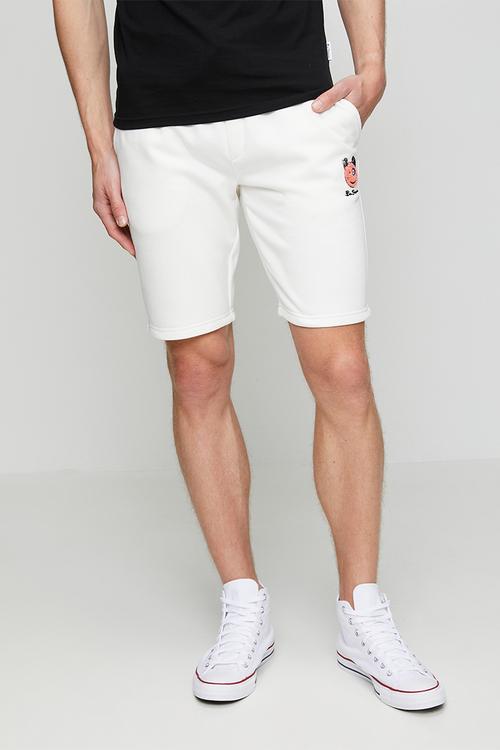 Happy Bear Fleece Jog Shorts - Off White