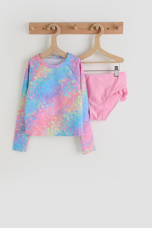 Rash vest and bikini bottoms - leopard print/pink
