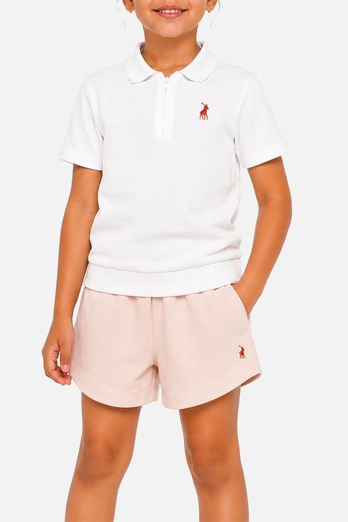 Girls Britney Rib Welt Ss Golfer - White