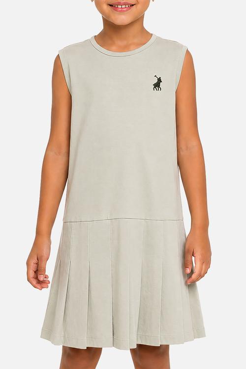 Girls Leah Pleated Sl Dress - Cool Sage