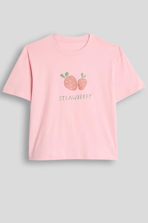 Strawberry graphic tee - pink