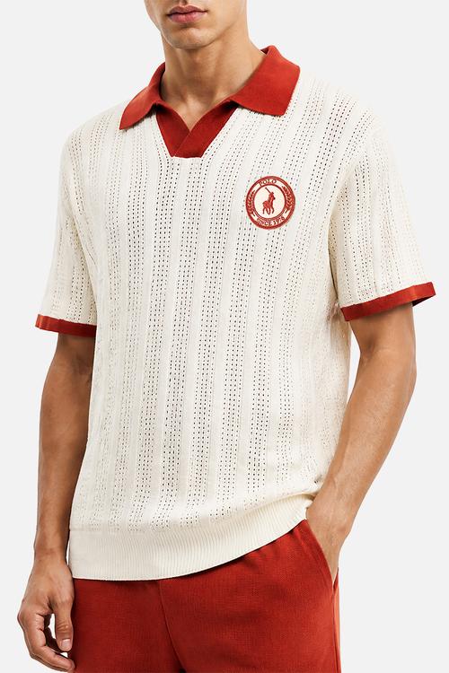 Mens sport ss knitted golfer - orange