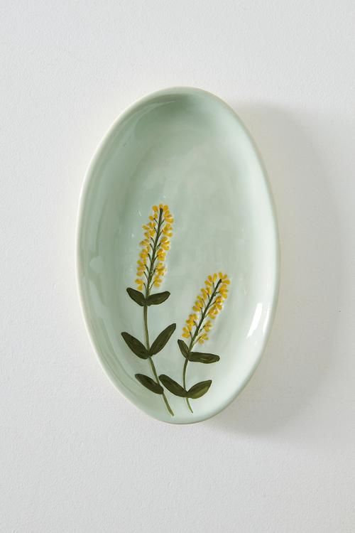 Ceramic Flower Serving Plate - Grey