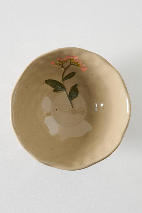 Flower Stoneware Bowl - Natural