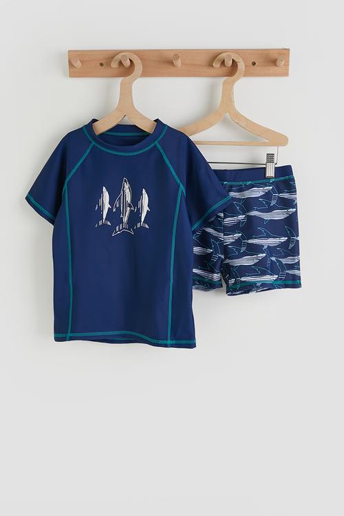 Rash vest and board shorts -  light navy/aop