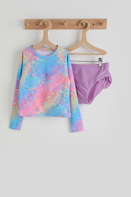 Rash vest and bikini bottoms - leopard print/light purple