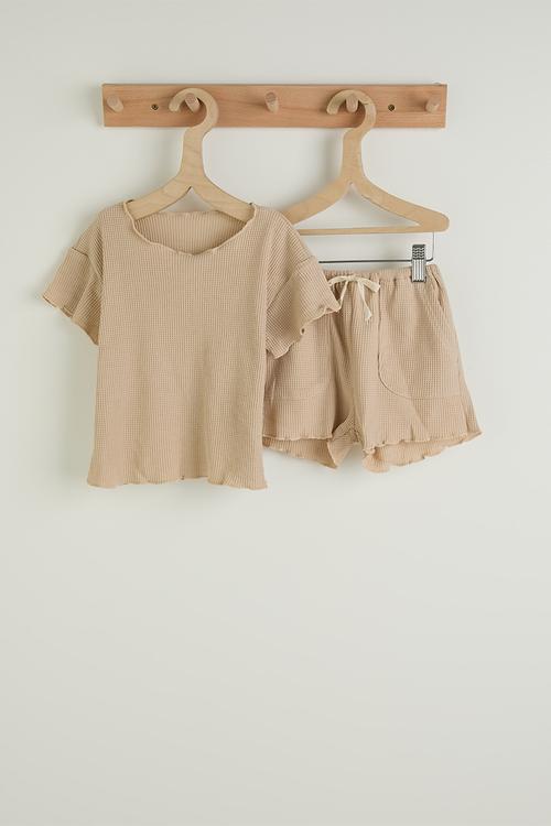 Tee and shorts - light khaki
