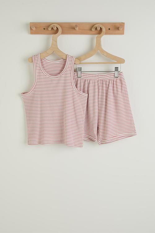 Tank top & shorts - pink stripes