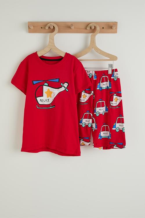 Tee and shorts - red/helicopter