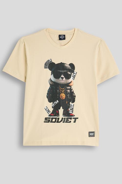 Boys Short sleeve Crew Neck Tee Box Fit - Ecru