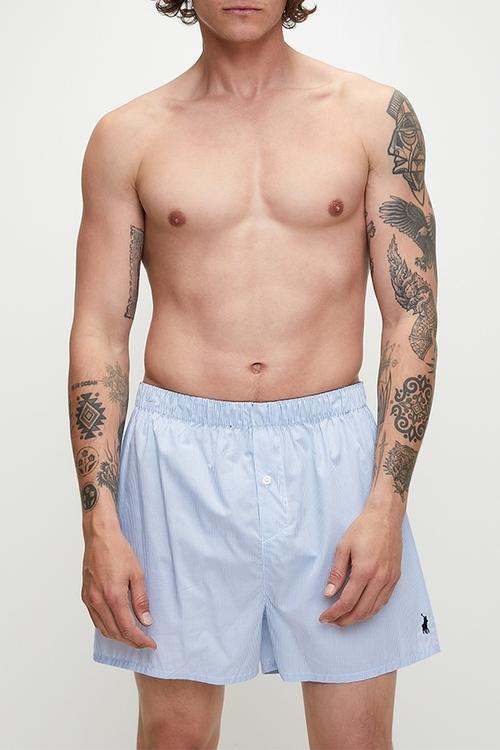 Stripe Woven Boxer  - Blue