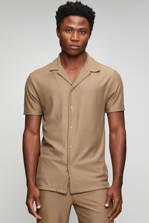 Mens revere collar shirt nikolaib - dark taupe