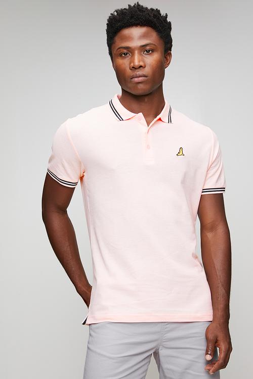 MENS POLO SHIRT  AGITOC - SUMMER PINK/NAVY