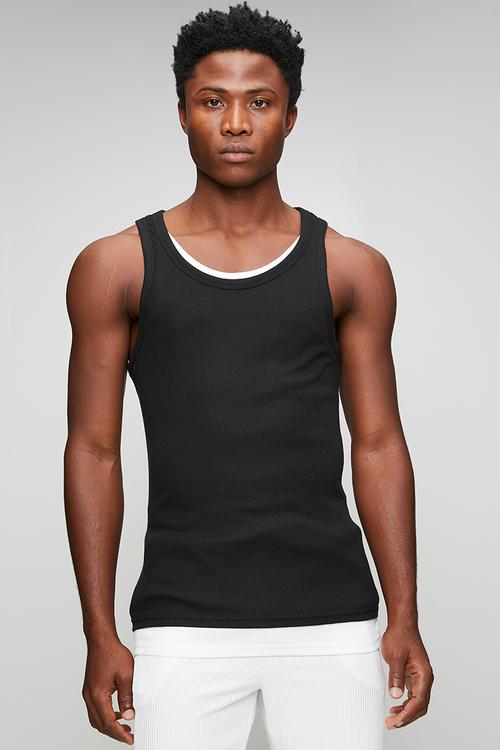 Mens double layers vest layer - black/white